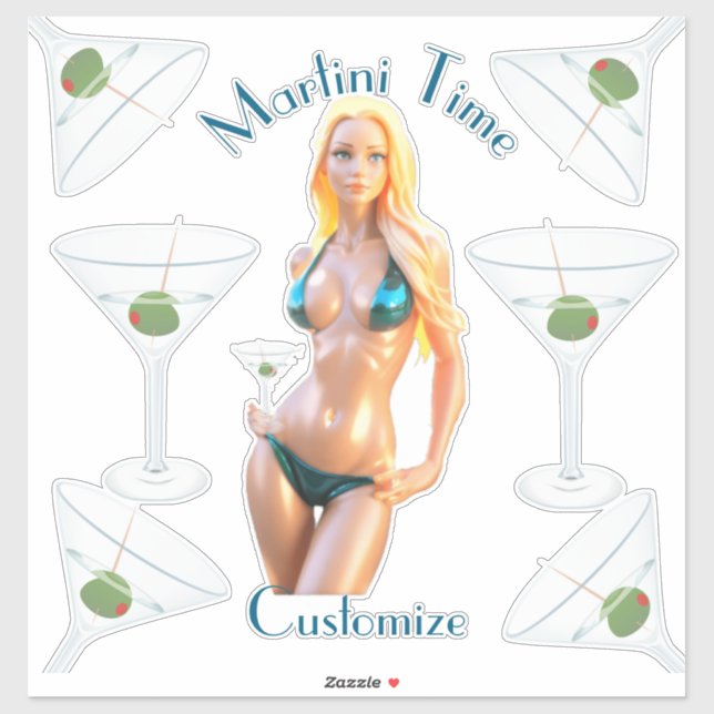 Pegatina Hora de Martini Chica de Bikini Thunder_Cove (Hoja)