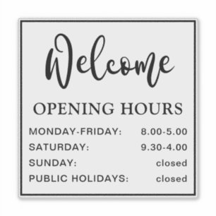 Pegatina Horario de apertura: negro y transparente