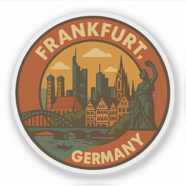 Pegatina Horizonte de Frankfurt Alemania (Anverso)