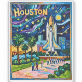 Pegatina Horizonte de Houston Centro Espacial Cohete Van Go
