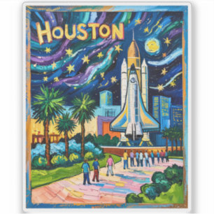Pegatina Horizonte de Houston Centro Espacial Cohete Van Go