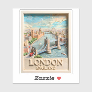 Pegatina Horizonte de Londres Inglaterra Arte de Viaje Text