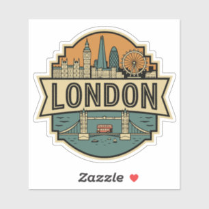 Pegatina Horizonte de Londres Reino Unido Insignia de viaje