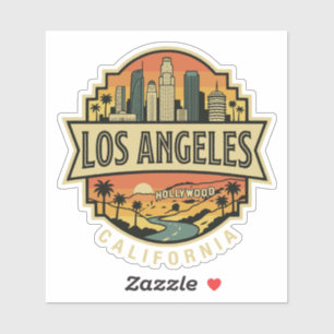 Pegatina Horizonte de Los Ángeles California Viaje Vintage