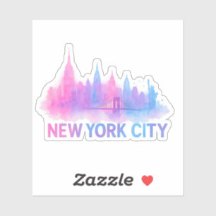 Pegatina Horizonte de Nueva York Acuarela – Puente Neon