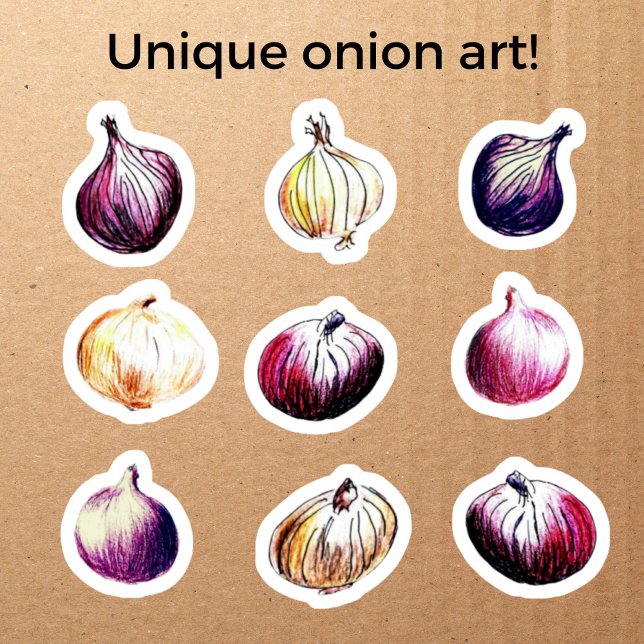 Pegatina Horribles Oniones Vegetales Acuardos De Mano (Onion stickers can add spice to cards and packages. These are hand-drawn and unique in the world!)