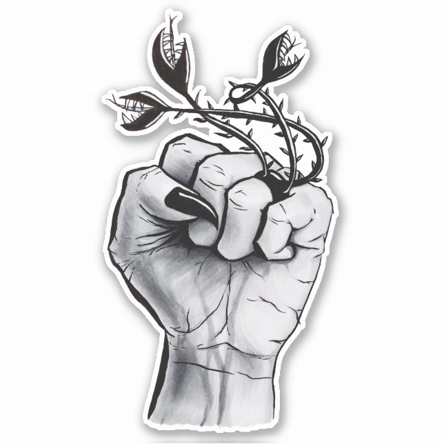 Pegatina Horror arte Black Magic Ring Hand Dark Fantasy (Anverso)