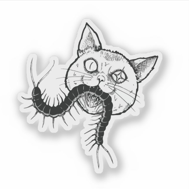 Pegatina Horror cat anime art (Anverso)