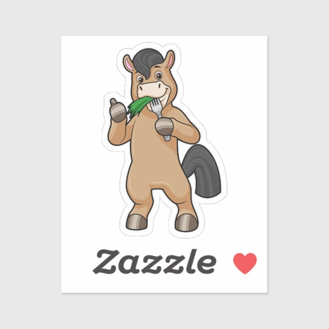 Pegatina Horse at Eating Vegan (Hoja)