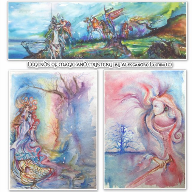 PEGATINA HORSEBACK DE LOS CABALLEROS MEDIEVALES, SEÑORA DEL (Anverso)