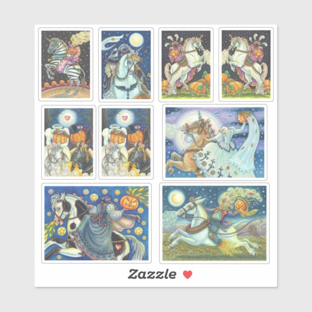 PEGATINA HORSEMAN HORSEWOMAN HALLOWEEN, SIN CABEZA, ASESORA (Hoja)