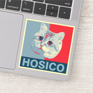 Pegatina Hosico - Ilustracion azul rojo