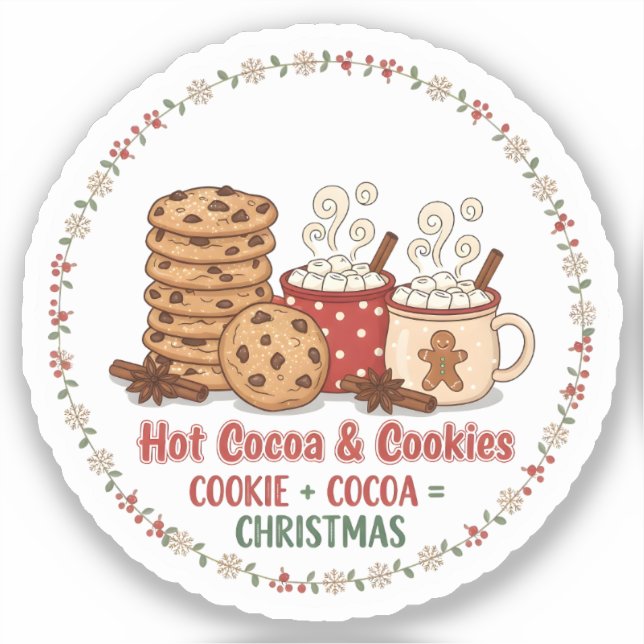 Pegatina Hot Cocoa & Cookies Christmas (Anverso)