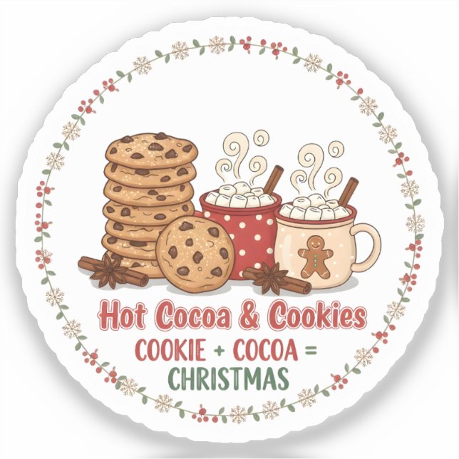 Pegatina Hot Cocoa & Cookies Christmas (Anverso)