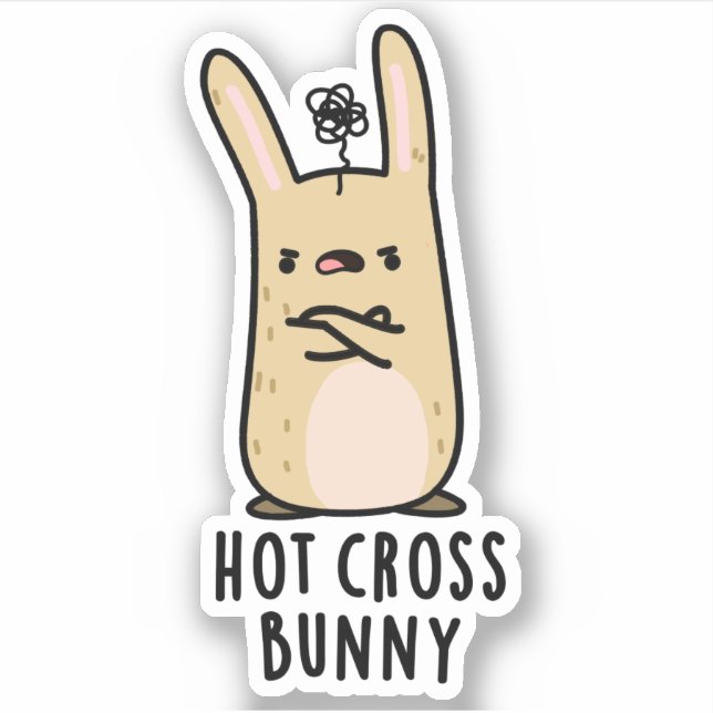 Pegatina Hot Cross Bunny Gracioso Conejo Angry Pun (Anverso)