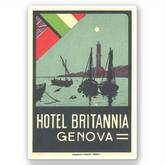 Pegatina Hotel Briannia Genova (Anverso)