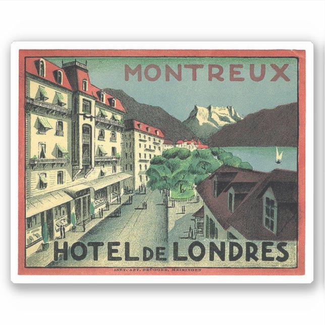 Pegatina Hotel de Londre Montreux Suiza (Anverso)