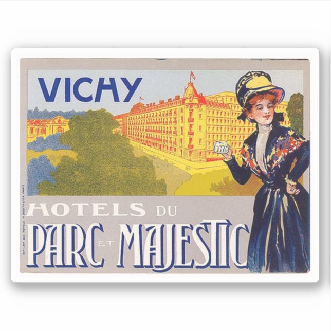 Pegatina Hoteles du Parc Majestic Vichy Francia (Anverso)