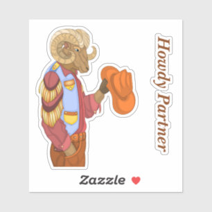 Pegatina Howdy Partner Cowboy Animal