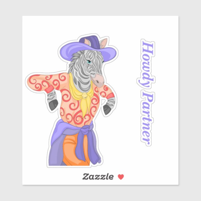 Pegatina Howdy Partner Zebra (Hoja)