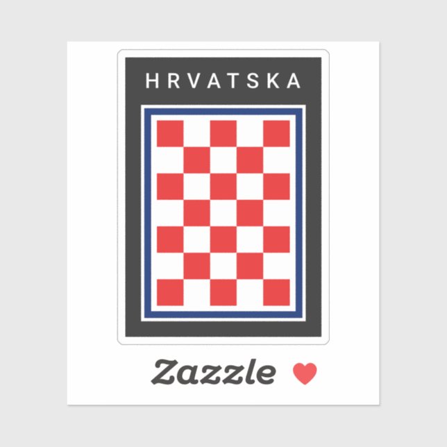 Pegatina Hrvatska Checker Azul Frontera (Hoja)