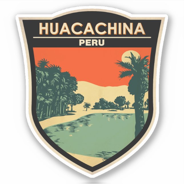 Pegatina Huacachina Perú Vintage (Anverso)