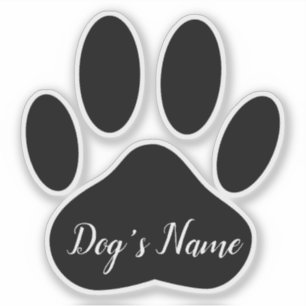 Pegatina Huella de pata de perro con nombre personalizado