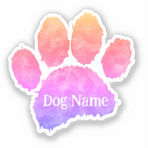 Pegatina Huella de pata de perro con nombre personalizado a