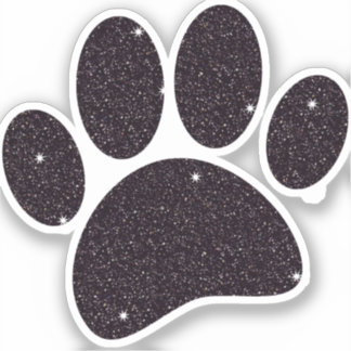 Pegatina Huella de perro de Purpurina negro