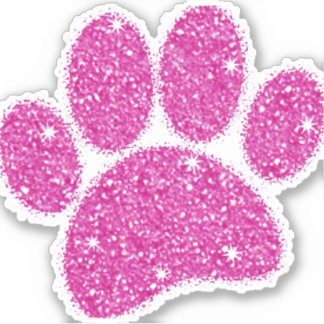 Pegatina Huella de perro Purpurina rosa