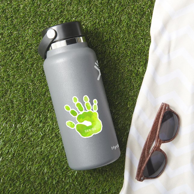 Pegatina Huella electrónica Niños Green Hand NAME Timeless  (HydroFlask Insitu)