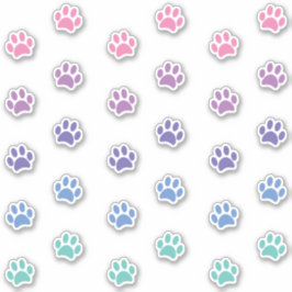 Pegatina Huellas de patas de color rosa, púrpura, azul y ve