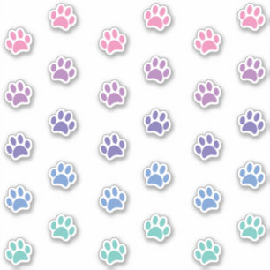 Pegatina Huellas de patas de color rosa, púrpura, azul y ve