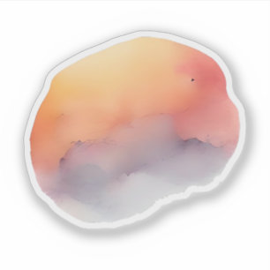 Pegatina Hues de atardecer: Minimalista paisaje acuarela