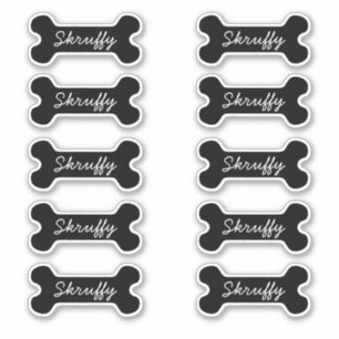 Pegatina Hueso negro con nombre