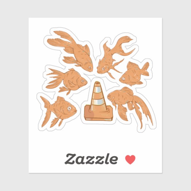 Pegatina Huesos de carretera y pez dorado naranja (Hoja)