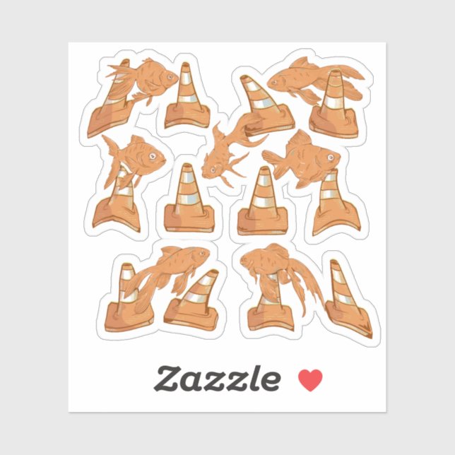 Pegatina Huesos de carretera y pez dorado naranja (Hoja)