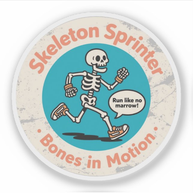 Pegatina Huesos Skeleton Sprinter en movimiento (Anverso)