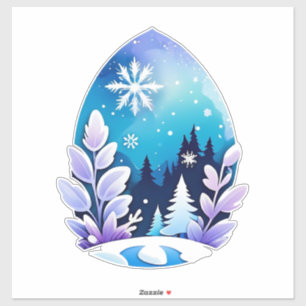 Pegatina Huevo de Arte con forma de Paisaje Invernal Maravi