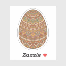 Pegatina Huevo de Pascua Boho Mandala Tonos Terrosos Estéti