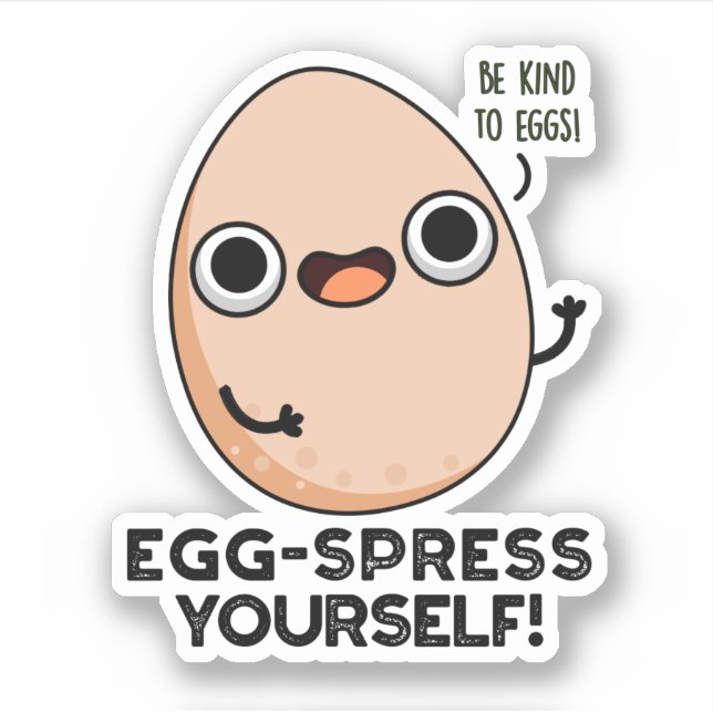 Pegatina Huevo-spress Yourself Funny Egg Pun (Anverso)
