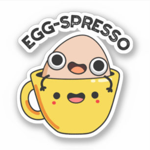 Pegatina Huevo-Spresso Gracioso Huevo Café Pun
