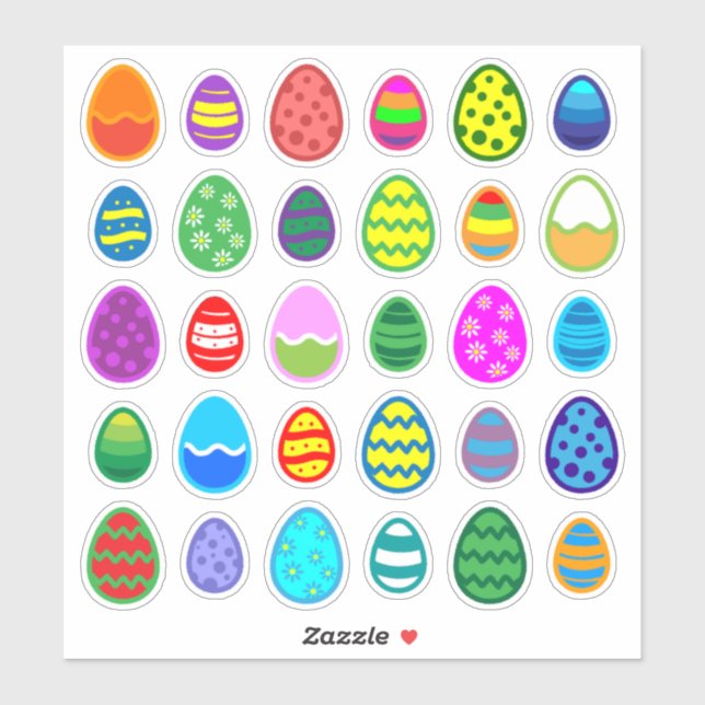 Pegatina Huevos de Pascua coloridos (Hoja)
