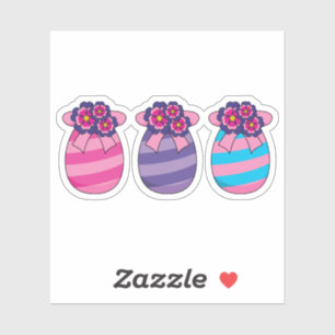 Pegatina Huevos de Pascua con flores y cinta de opciones