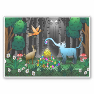 Pegatina Huevos de Pascua en el bosque mágico