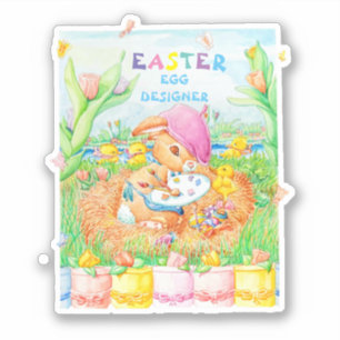 Pegatina Huevos diseñados en color de Pascua.