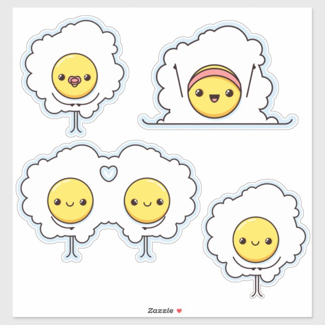 Pegatina Huevos fritos graciosos (Hoja)