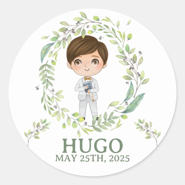 Pegatina HUGO Primera Comunión (Anverso)