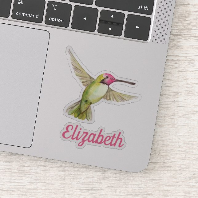 Pegatina Hummingbird acuarela con tu nombre (Detalle)