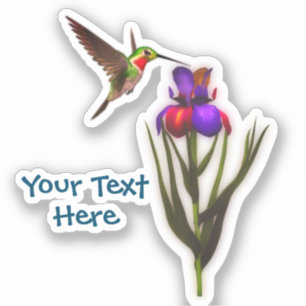 Pegatina Hummingbird Iris Flower Personalizada